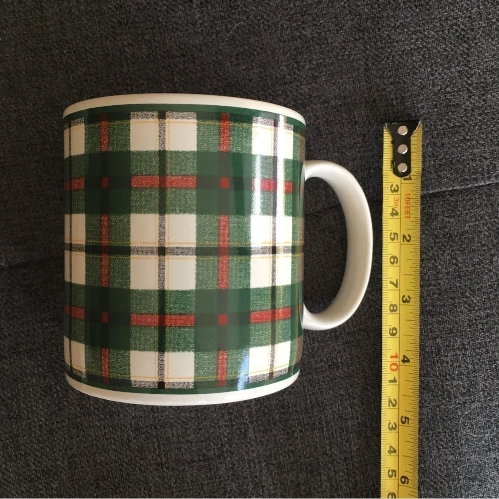 Colorful Green Plaid Holiday Mug, 12 oz
